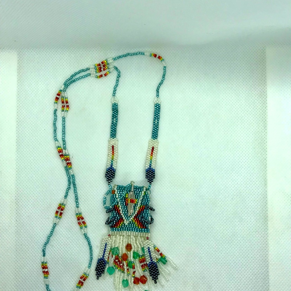 Hand beaded necklace bag